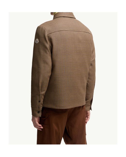 Moncler Brown Escaut Houndstooth Zip-Up Shirt Jacket for men