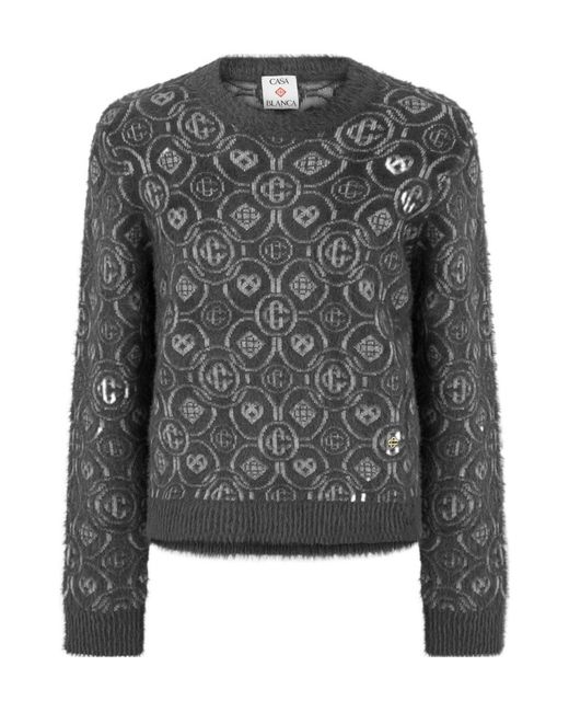 Casablanca Gray Logo Crewneck Sweater for men
