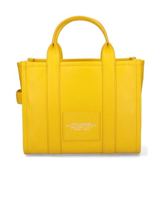 Marc Jacobs Yellow Logo Embossed Medium Tote Bag