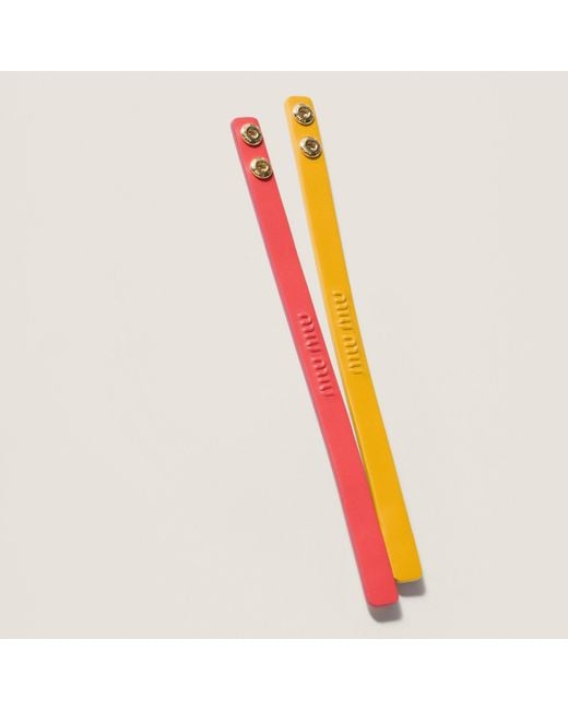 Miu Miu Yellow Leather Bracelets