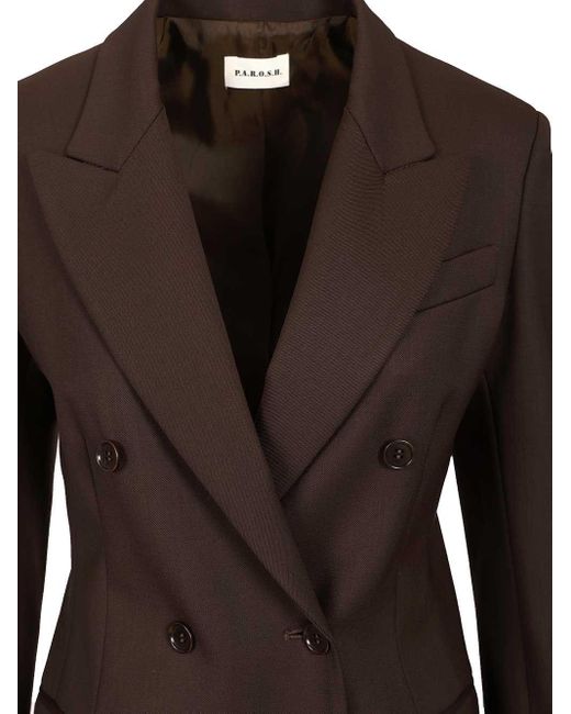 P.A.R.O.S.H. Brown Peaked Double-Breasted Blazer