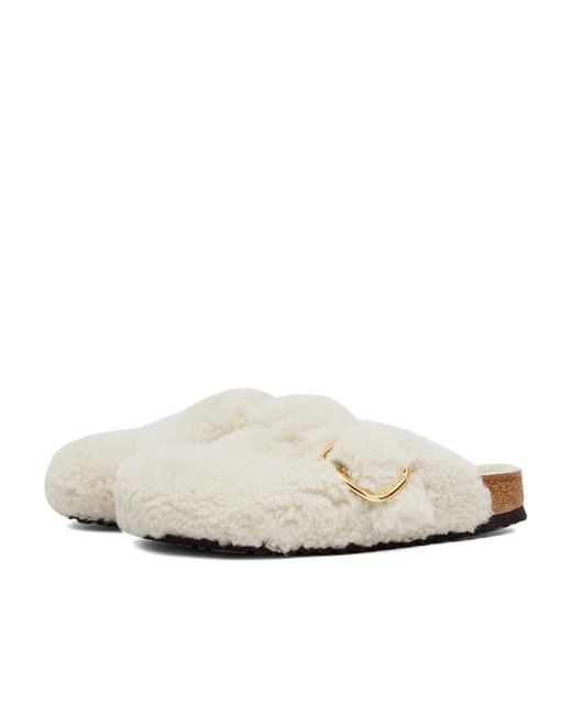 Birkenstock White Boston Big Buckle Clogs