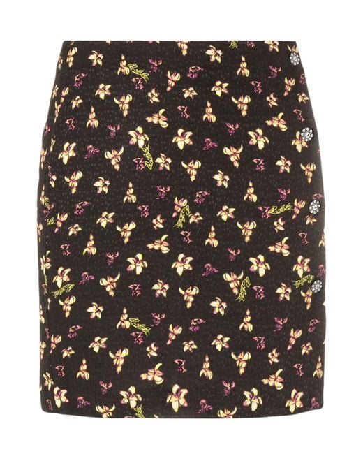 ROTATE BIRGER CHRISTENSEN Black Floral Pattern Skirt