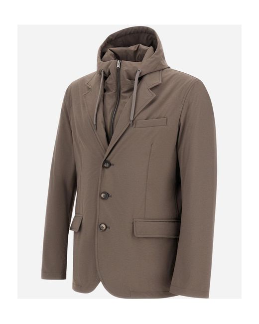 Herno Brown Comfort Stretch Resort Blazer for men