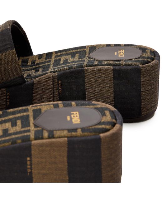 Fendi Brown Jcqrd Flatfrm Ld05