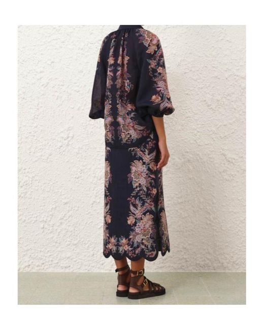 Zimmermann Blue Rhiannon Scallop Midi Skirt
