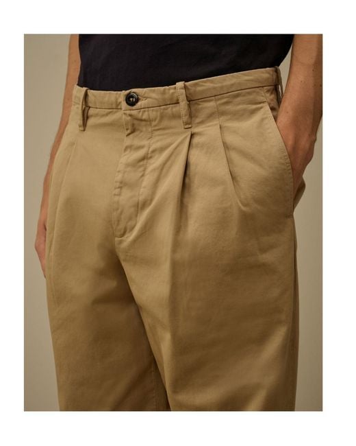 C P Company Natural Pleated Straight-Leg Trousers for men