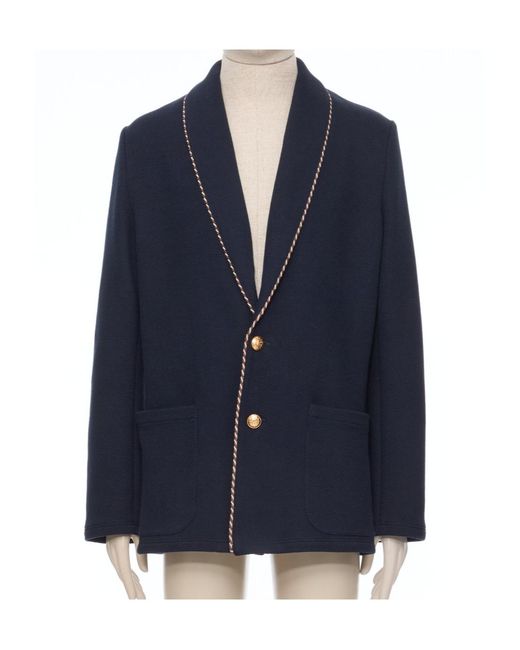 Valentino Blue Collared Long-Sleeved Knit Sweater for men