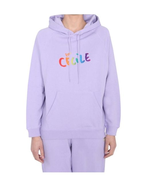 Être Cécile Purple Être Cécile Logo Print Drawstring Hoodie