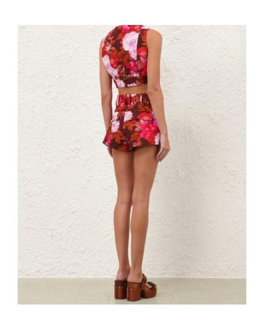 Zimmermann Red Belt Loop Shorts