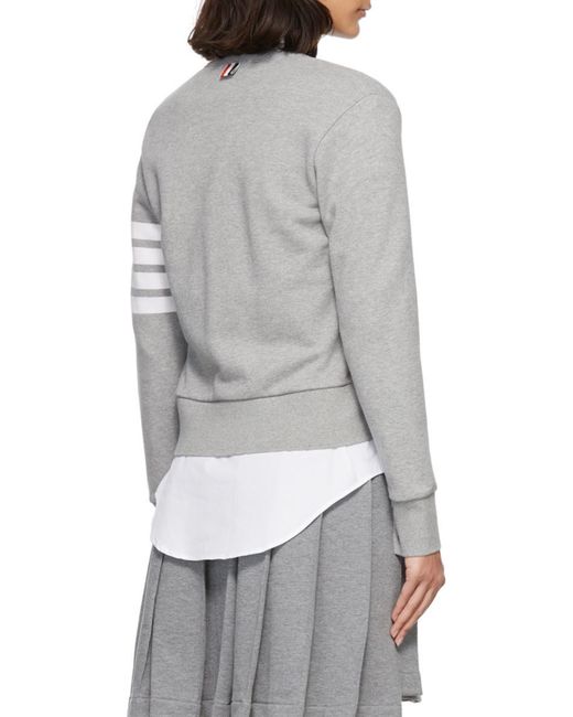 Thom Browne Gray Logo Patch 4 Bar Sleeve Cardigan