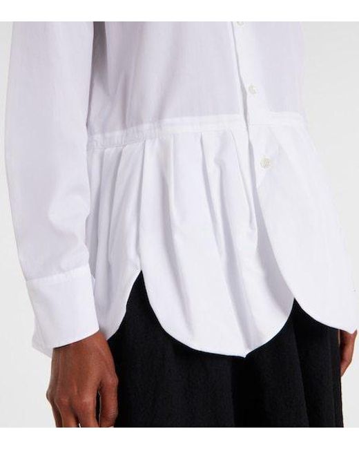 Comme des Garçons White Gathered Cotton Shirt