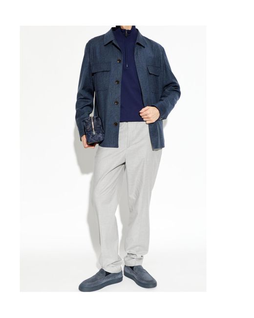 Etro Blue Flap Pocket Shirt Jacket for men