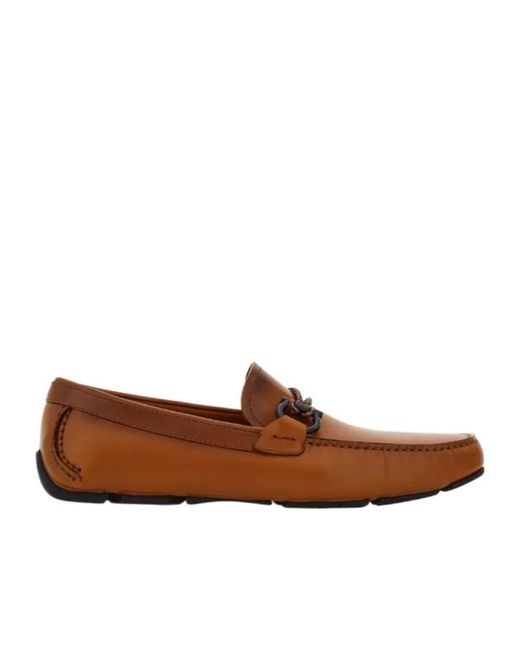 Ferragamo Brown Driver With Gancini Ornament for men