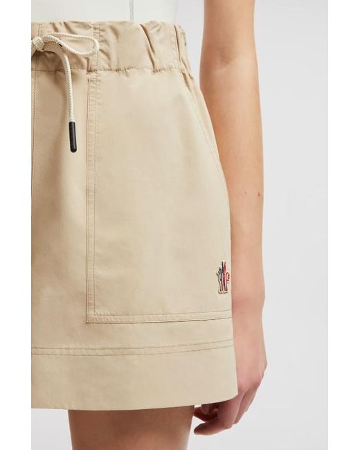 Moncler Natural Grenoble Logo Patch Drawstring Shorts