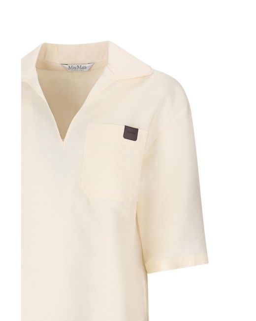 Max Mara White Osiride V-Neck Short-Sleeved Top