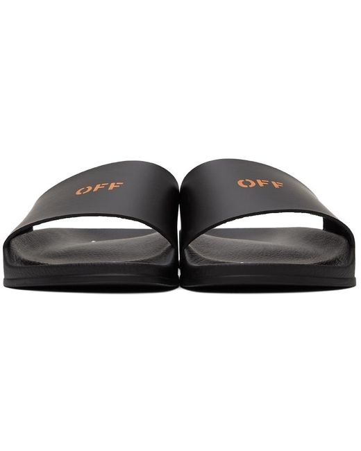 Off-White c/o Virgil Abloh Black Logo Print Flat Slides
