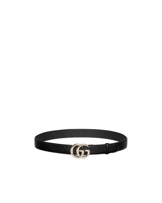 Gucci Black Gg Marmont Thin Belt