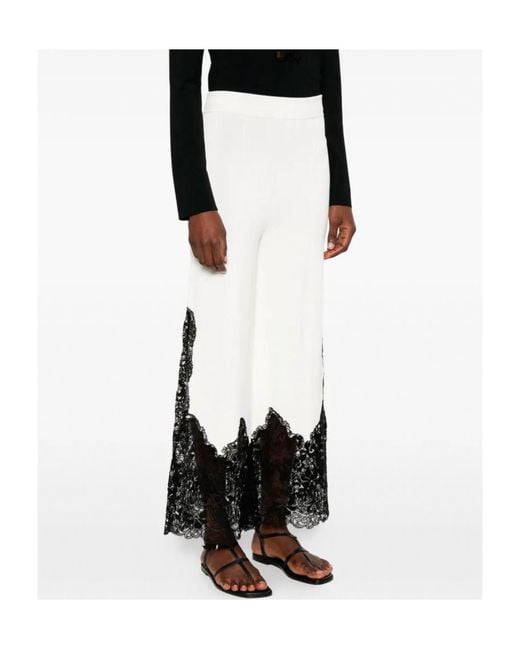 Ermanno Scervino White Lace-Detail Trousers