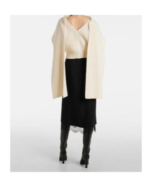 Erdem White Cropped Wool And Cashmere Scarf Sweater