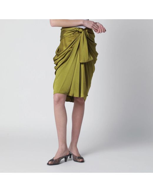 Chloé Green Draped Silk Skirt