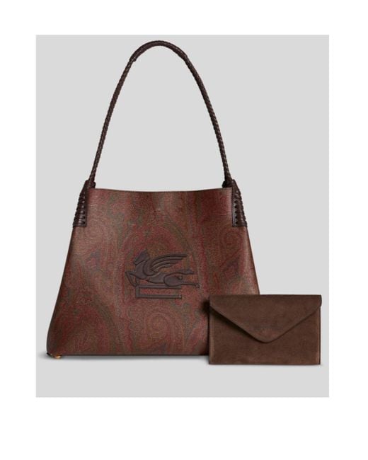 Etro Brown Medium Paisley Libra Tote Bag