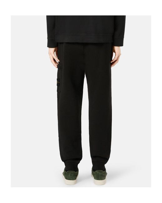 Stone Island Black Patch-Pocket Cotton Track Pants for men