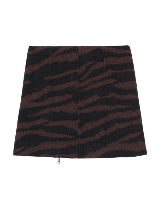 Ganni Black Tiger Jacquard High Waist Mini Skirt
