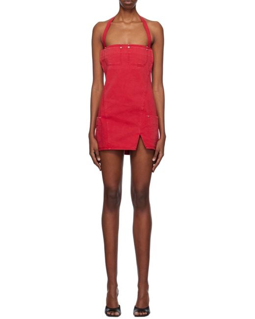 Dion Lee Red Open-Back Apron Minidress