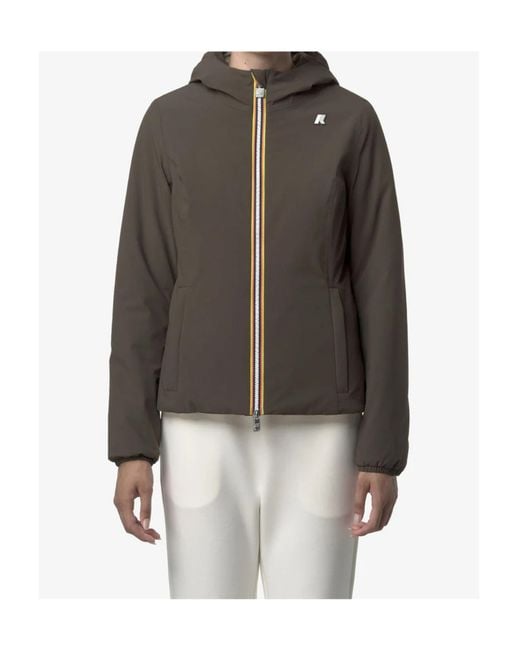K-Way Brown Logo Cotton Jacket