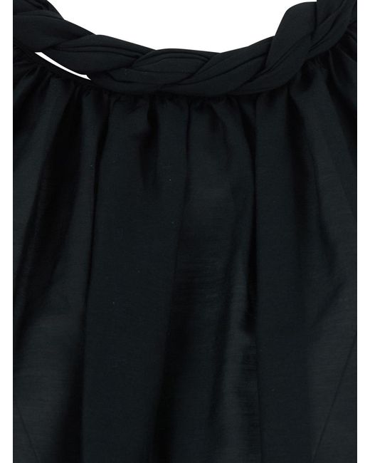 Semicouture Black Semi Couture Braided Neck Sleeveless Top