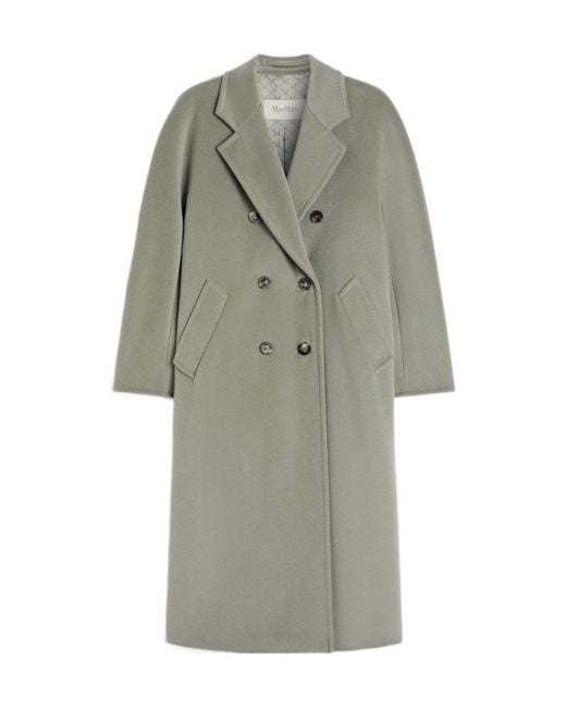 Max Mara Gray Madame Double-Breasted Belted Coat