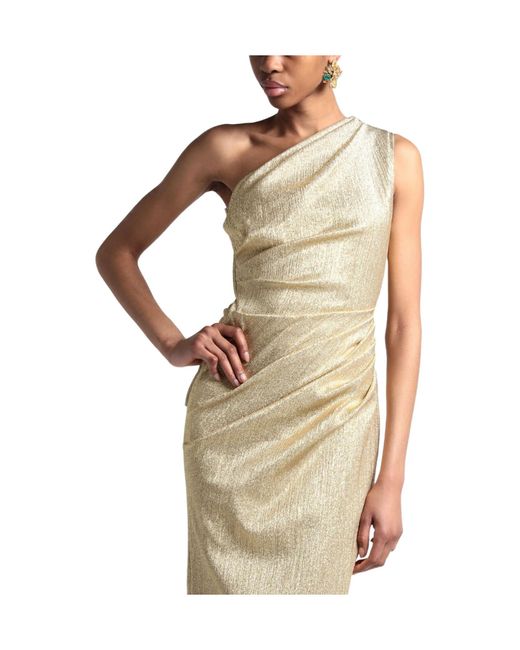 Dolce & Gabbana Natural Solid-Color One-Shoulder Dress