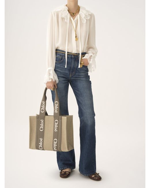 Chloé Natural Chloé Woody Medium Tote Bag
