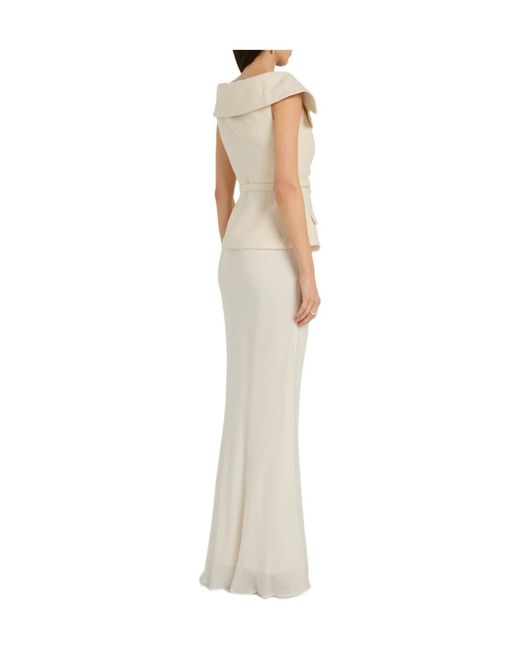 Self-Portrait White Tailored Double-Breasted Bouclé Maxi Dress