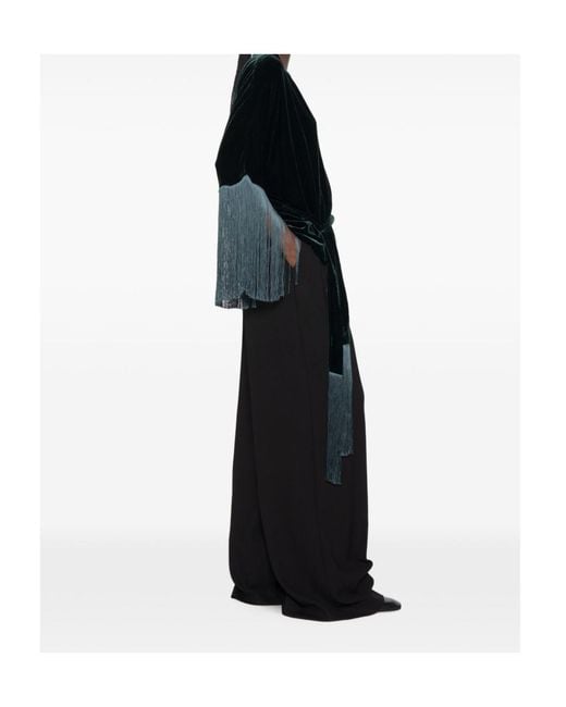 Antonelli Black Fringed Belted Kimono Jacket