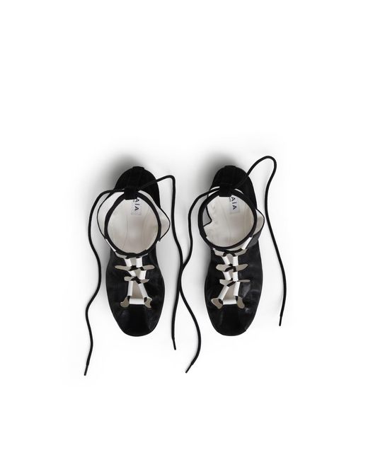 Alaïa Black Alaïa Fold Laced Flats