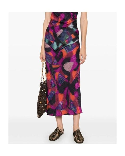 Dries Van Noten Purple Printed Skirt