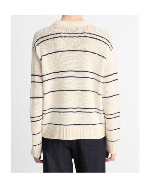 Vince Natural Striped Crew-Neck Sweater