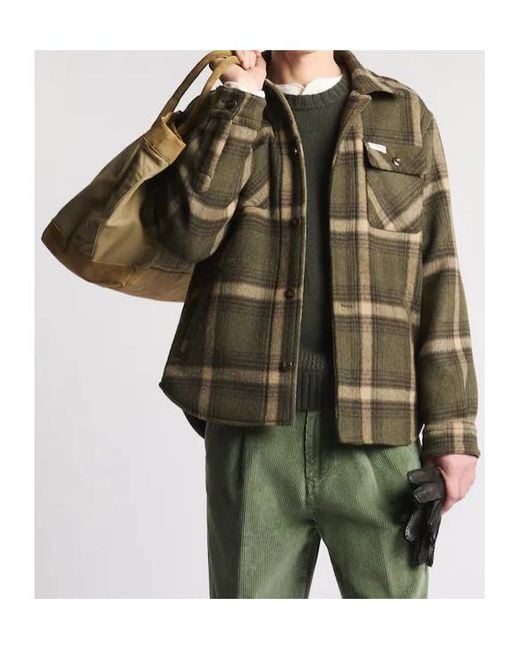 Fay Green Archive Plaid Overshirt Jacket for men