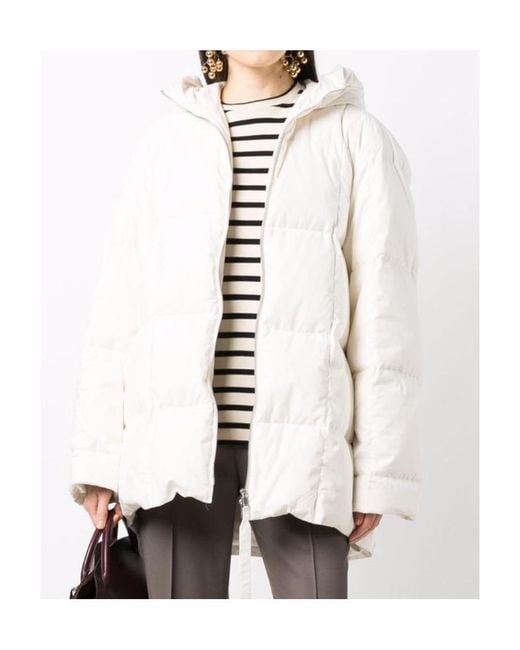 Jil Sander White Padded Zipped Coat