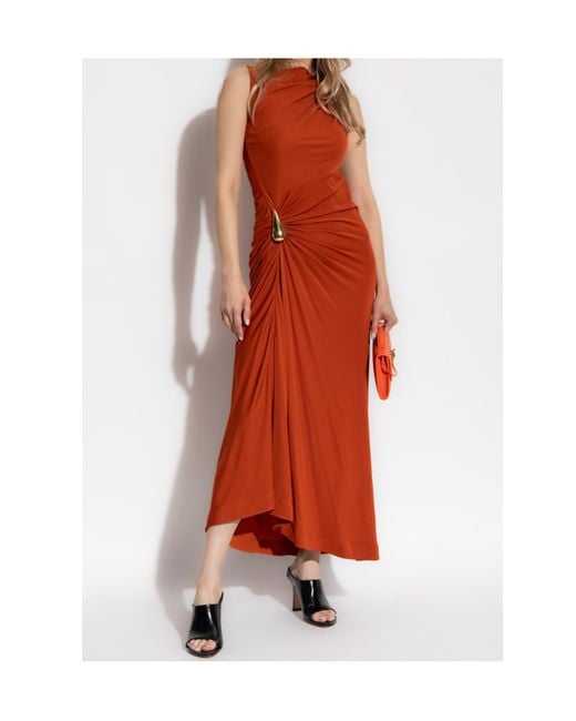 Bottega Veneta Red Drop Detailed Sleeveless Dress