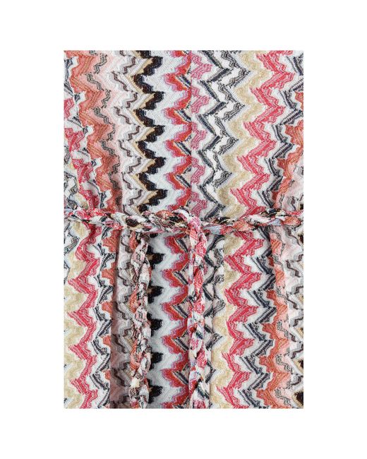 Missoni Purple Kaftano Zigzag Wovened V-Neck Maxi Dress