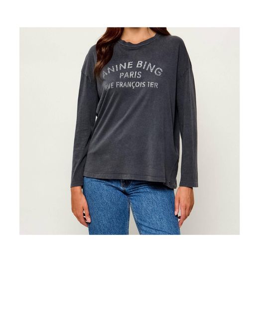 Anine Bing Blue Long-Sleeved T-Shirt