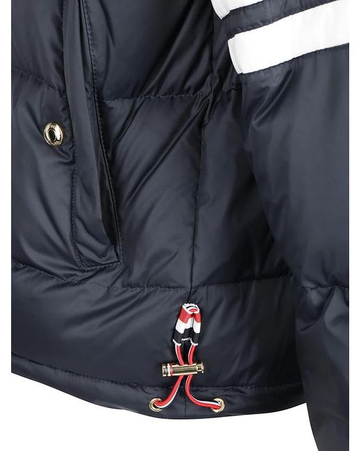Thom Browne Blue Bar Hooded Buttoned Jacket for men