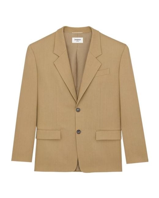 Saint Laurent Natural Single-Breasted Long-Sleeved Jacket for men