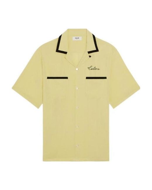 Céline Yellow Loose Bowling Shirt for men
