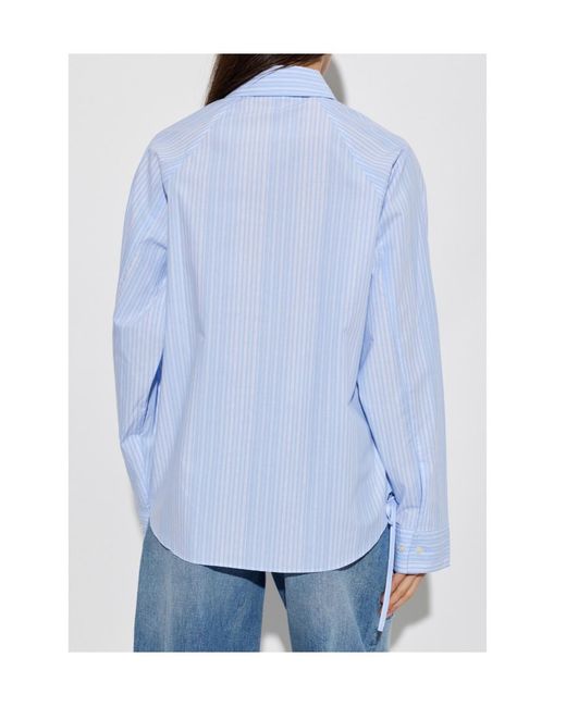 Samsøe & Samsøe Blue Sarita Striped Drawstring-Hem Shirt