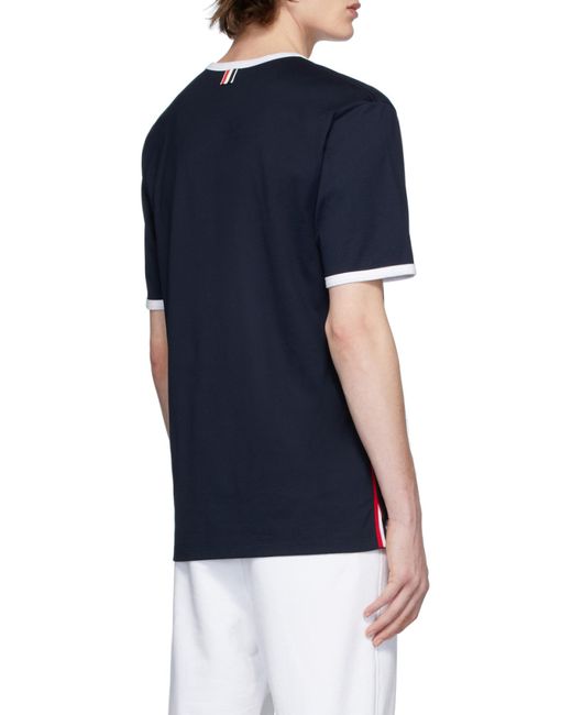 Thom Browne Blue Jersey Ringer T-Shirt for men