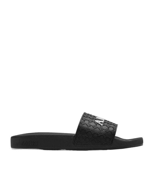 Amiri Black Logo-Embossed Open-Toe Slides for men